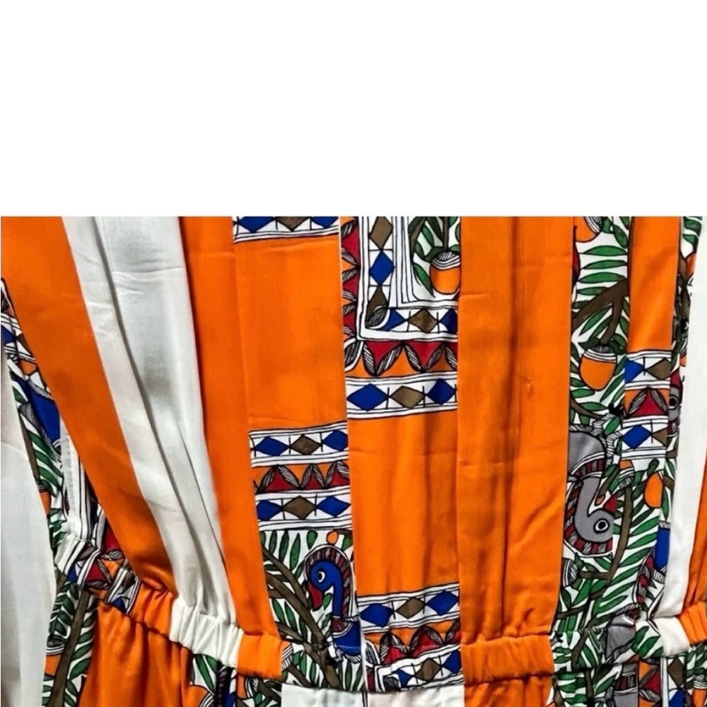 Orange Patterned Midi Dress - Picture 4 of 15